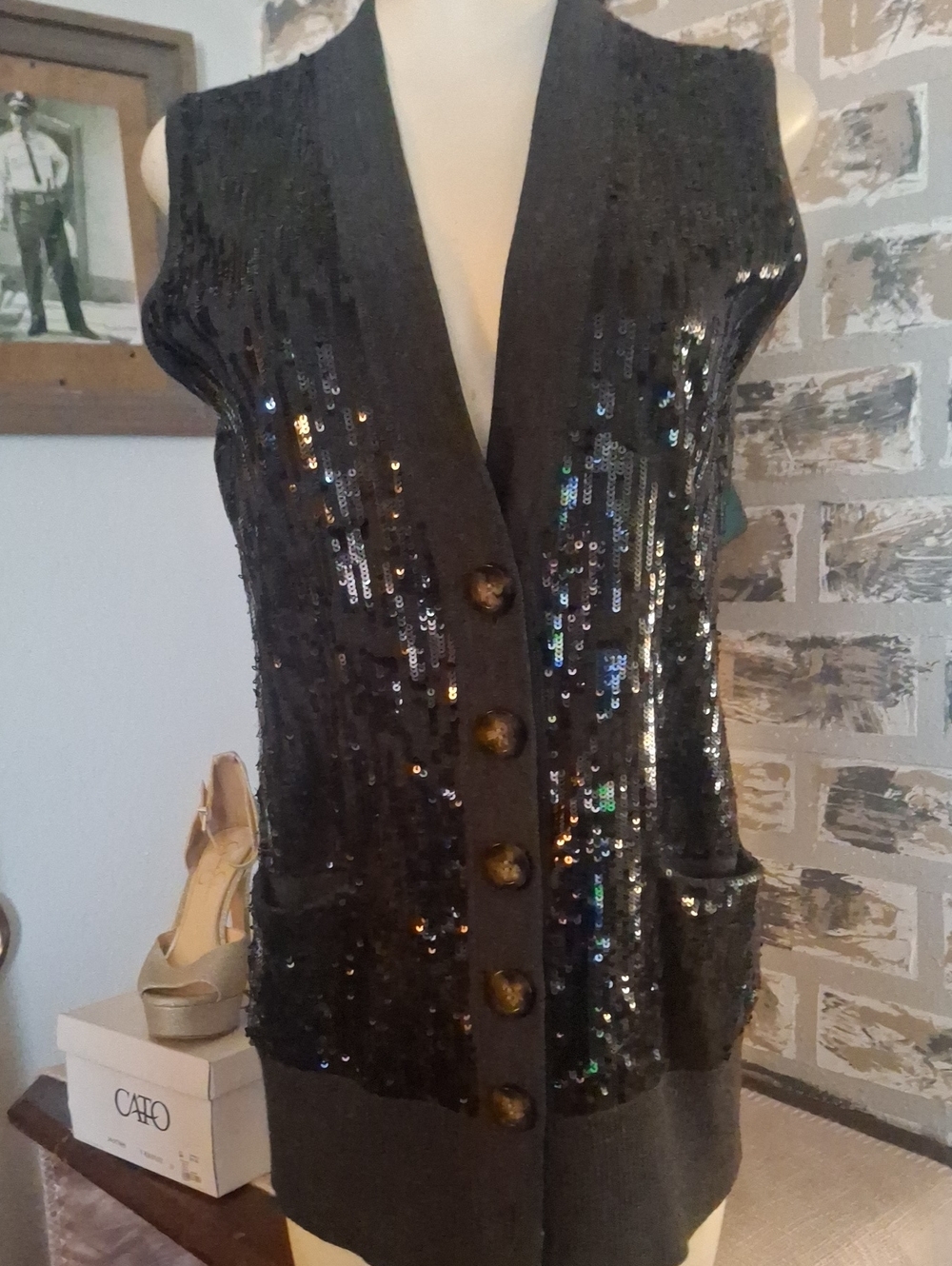 Tory Burch Sequin Wool Sweater Vest